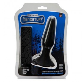 Чёрная вибропробка MENZSTUFF 5INCH SLIM INTRUDER BUTT PLUG - 13 см.