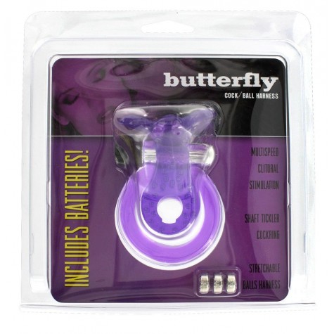 Эрекционное кольцо с вибрацией COCK&BALL RING BUTTERFLY JELLY VIBE